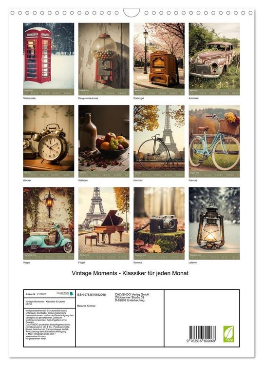 Produktbild: Vintage Moments - Klassiker f&uuml;r jeden Monat (Wandkalender 2026 DIN A3 hoch), CALVENDO Monatskalender