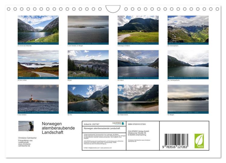 Produktbild: Norwegen atemberaubende Landschaft (Wandkalender 2026 DIN A4 quer), CALVENDO Monatskalender