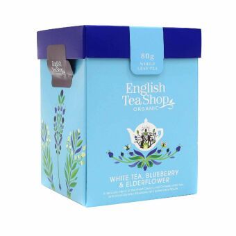 Produktbild: BIO Wei&szlig;er Tee Mischung "White Tea, Blueberry & Elderflower", loser Tee, 80g Tee Geschenk Box
