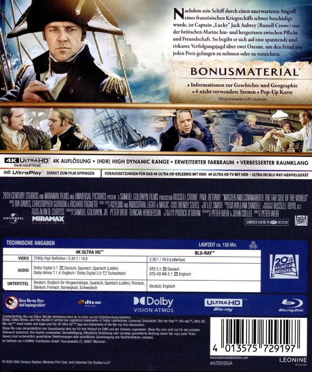 Produktbild: Master & Commander (4K Ultra HD) (+ Blu-ray)