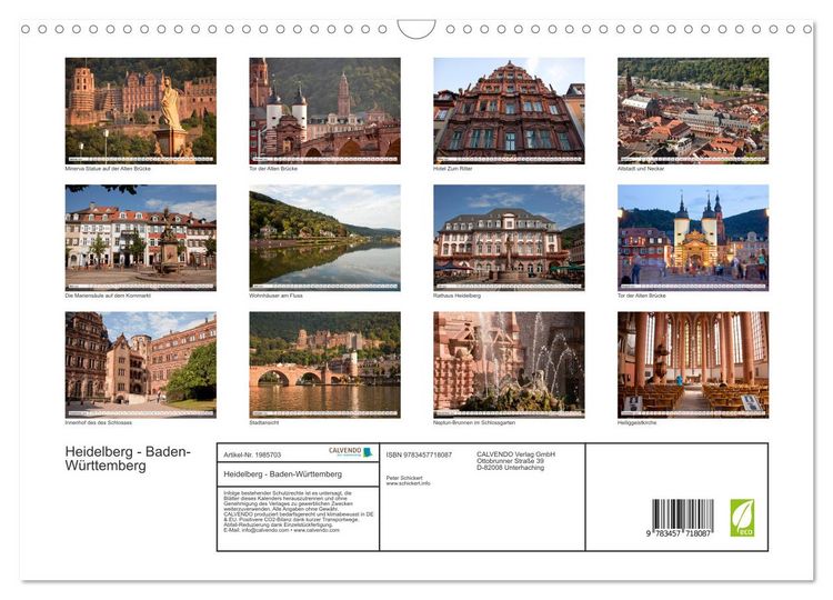 Produktbild: Heidelberg - Baden-W&uuml;rttemberg (Wandkalender 2026 DIN A3 quer), CALVENDO Monatskalender