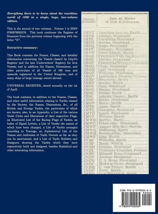 Produktbild: Lloyd's Register of British and Foreign Shipping [1890]