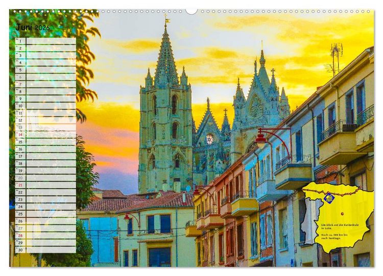 Produktbild: Der Jakobsweg von seinen sch&ouml;nsten Seiten! (hochwertiger Premium Wandkalender 2026 DIN A2 quer), Kunstdruck in Hochglanz
