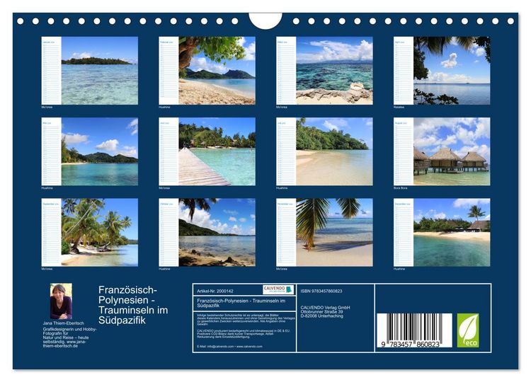 Produktbild: Franz&ouml;sisch-Polynesien - Trauminseln im S&uuml;dpazifik (Wandkalender 2026 DIN A4 quer), CALVENDO Monatskalender