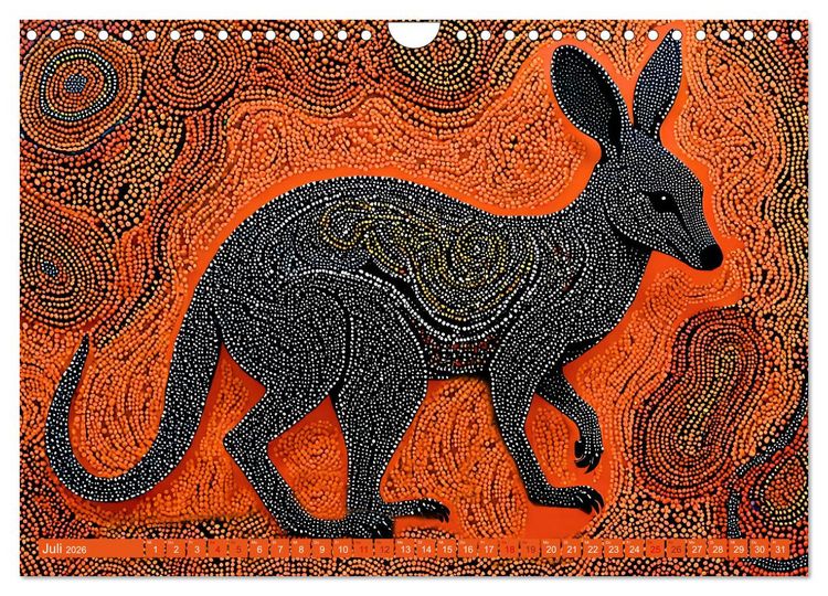 Produktbild: Traumzeit - KI-generierte Aborigine-Kunst aus dem Herzen Australiens (Wandkalender 2026 DIN A4 quer), CALVENDO Monatskalender