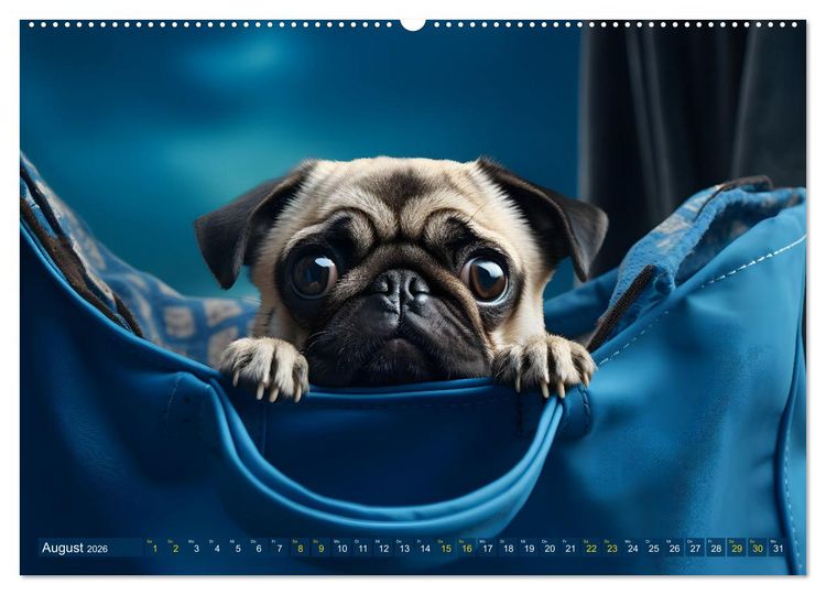 Produktbild: Lustige Mops-Hunde: Die charmanten Meister von Chaos und Unfug (hochwertiger Premium Wandkalender 2026 DIN A2 quer), Kunstdruck in Hochglanz