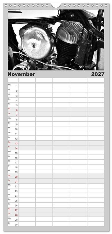 Produktbild: Familienplaner 2027 - Harley Davidson WLA 750 in Schwarzweiss mit 5 Spalten (Wandkalender, 21 x 45 cm) CALVENDO