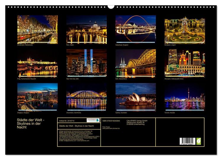Produktbild: St&auml;dte der Welt - Skylines in der Nacht (Wandkalender 2026 DIN A2 quer), CALVENDO Monatskalender