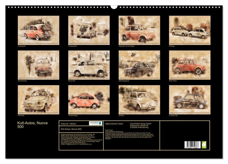 Produktbild: Kult-Autos, Nuova 500 (Wandkalender 2026 DIN A2 quer), CALVENDO Monatskalender