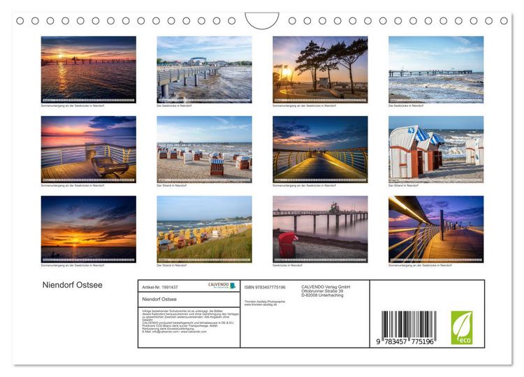 Produktbild: Niendorf Ostsee (Wandkalender 2026 DIN A4 quer), CALVENDO Monatskalender