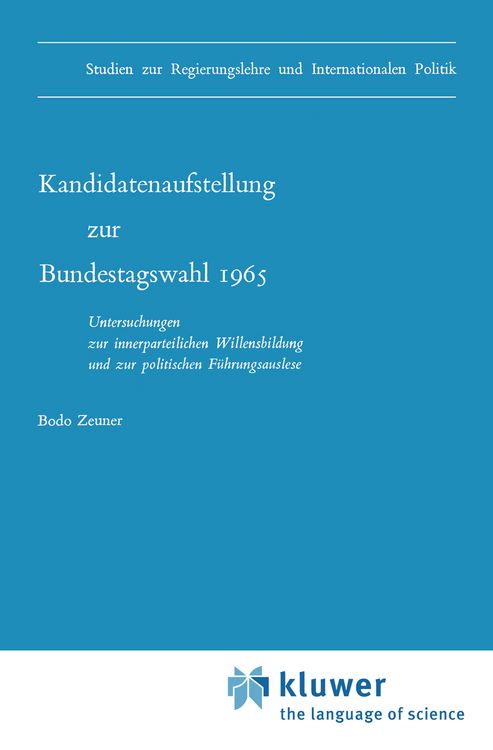 Produktbild: Kandidatenaufstellung zur Bundestagswahl 1965