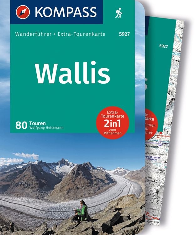 Produktbild: KOMPASS Wanderf&uuml;hrer Wallis, 80 Touren mit Extra-Tourenkarte