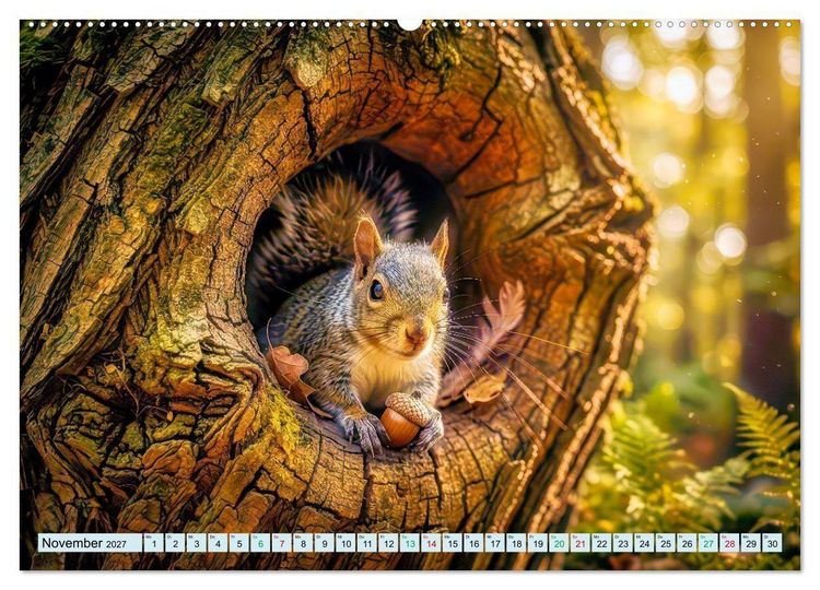 Produktbild: M&auml;rchenhafte Eichh&ouml;rnchen (hochwertiger Premium Wandkalender 2027 DIN A2 quer), Kunstdruck in Hochglanz