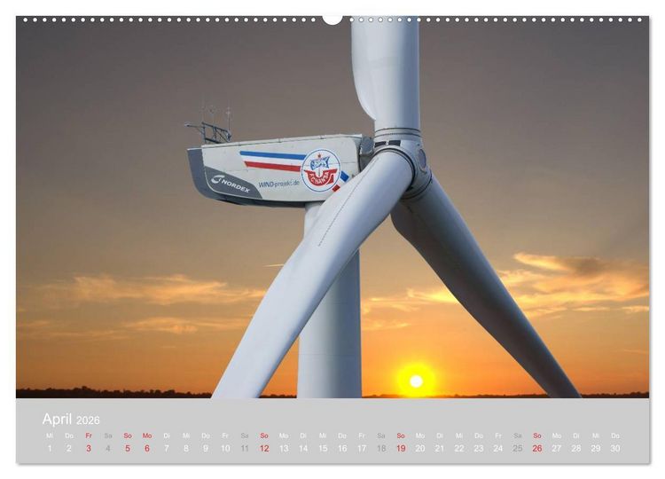 Produktbild: Windkraftanlagen aus der Luft fotografiert (hochwertiger Premium Wandkalender 2026 DIN A2 quer), Kunstdruck in Hochglanz