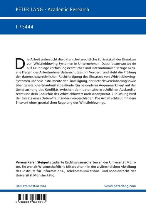 Produktbild: Datenschutz bei unternehmensinternen Whistleblowing-Systemen