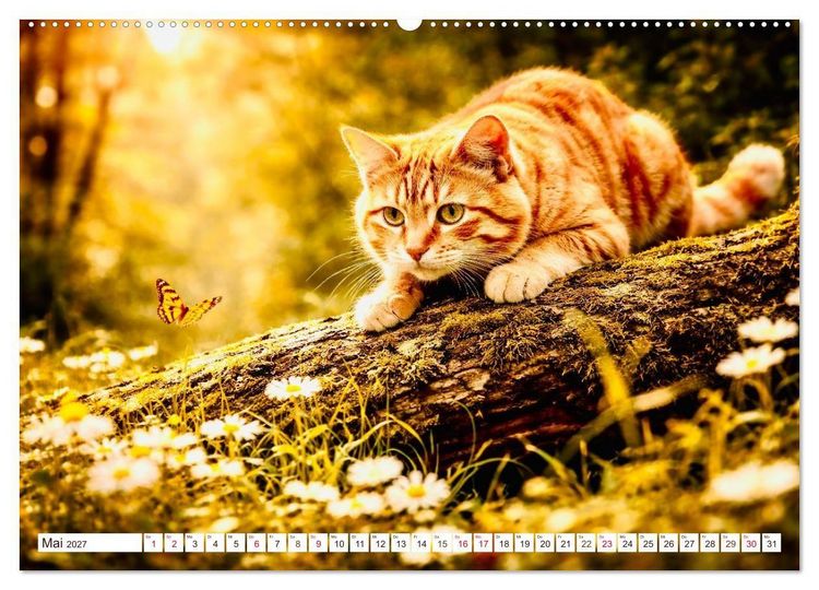 Produktbild: Rote Katzen (hochwertiger Premium Wandkalender 2027 DIN A2 quer), Kunstdruck in Hochglanz