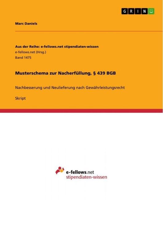 Produktbild: Musterschema zur Nacherf&uuml;llung, &sect; 439 BGB