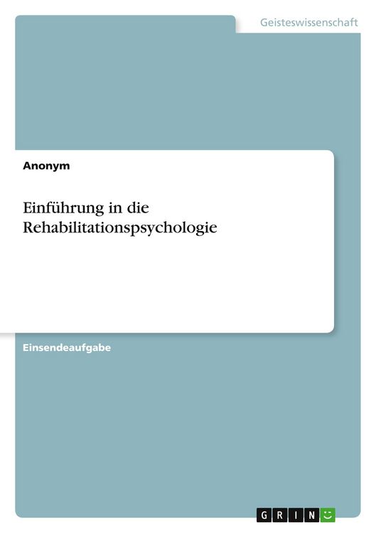 Produktbild: Einf&uuml;hrung in die Rehabilitationspsychologie