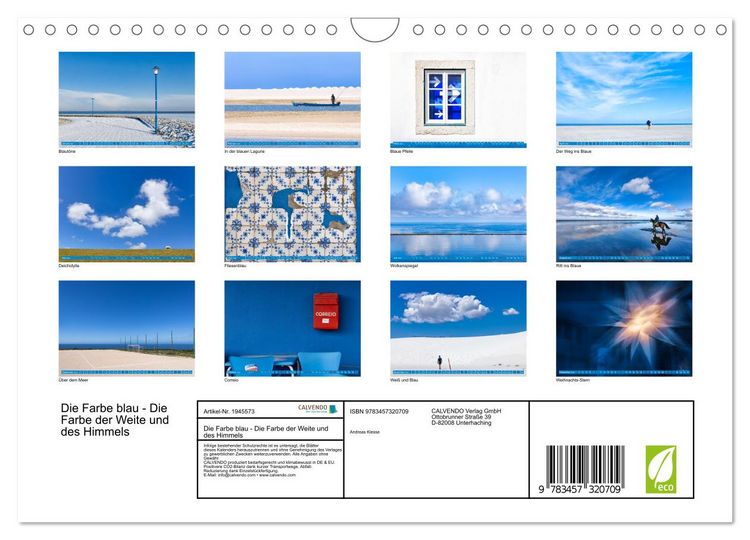 Produktbild: Die Farbe blau - Die Farbe der Weite und des Himmels (Wandkalender 2026 DIN A4 quer), CALVENDO Monatskalender