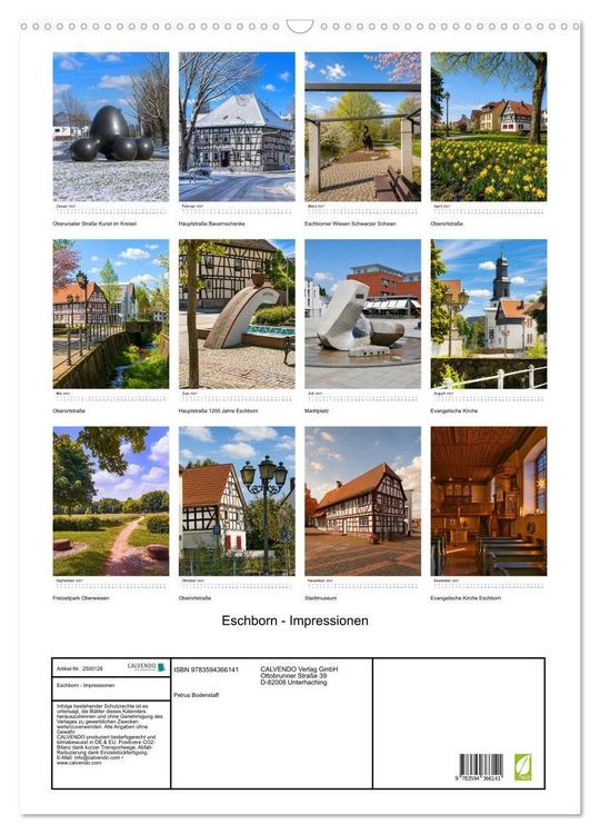 Produktbild: Eschborn - Impressionen (Wandkalender 2027 DIN A2 hoch), CALVENDO Monatskalender