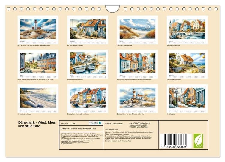 Produktbild: D&auml;nemark - Wind, Meer und stille Orte (Wandkalender 2027 DIN A4 quer), CALVENDO Monatskalender