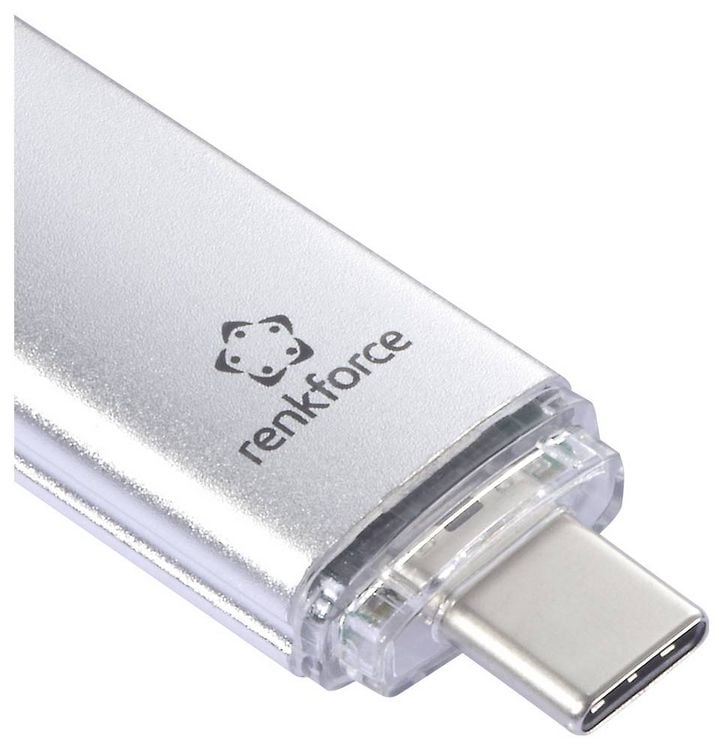 Produktbild: Renkforce RF-USBOS-230 USB-Stick 64GB Silber RF-6688140 USB-A, USB-C&reg;