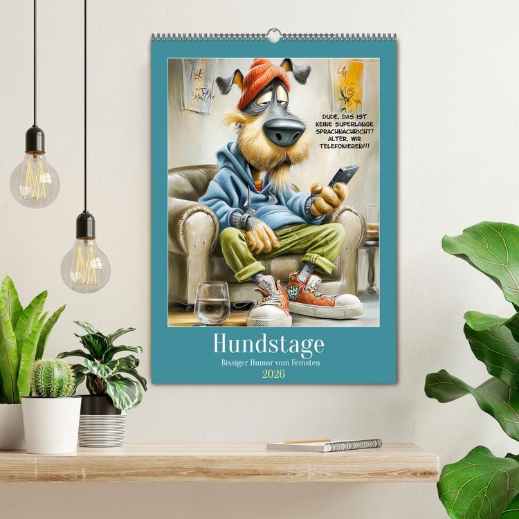 Produktbild: Hundstage. Bissiger Humor vom Feinsten (Wandkalender 2026 DIN A2 hoch), CALVENDO Monatskalender