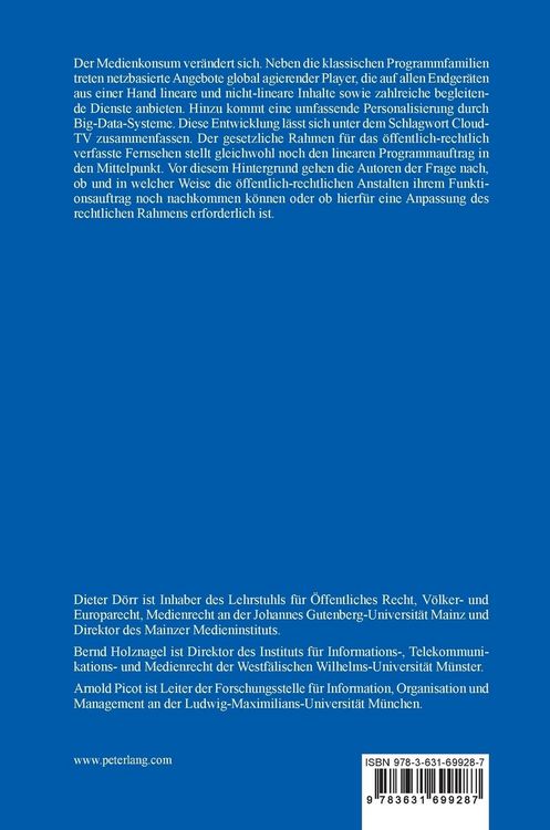 Produktbild: Legitimation und Auftrag des &ouml;ffentlich-rechtlichen Fernsehens in Zeiten der Cloud