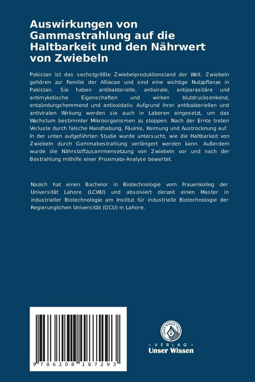Produktbild: Auswirkungen von Gammastrahlung auf die Haltbarkeit und den N&auml;hrwert von Zwiebeln