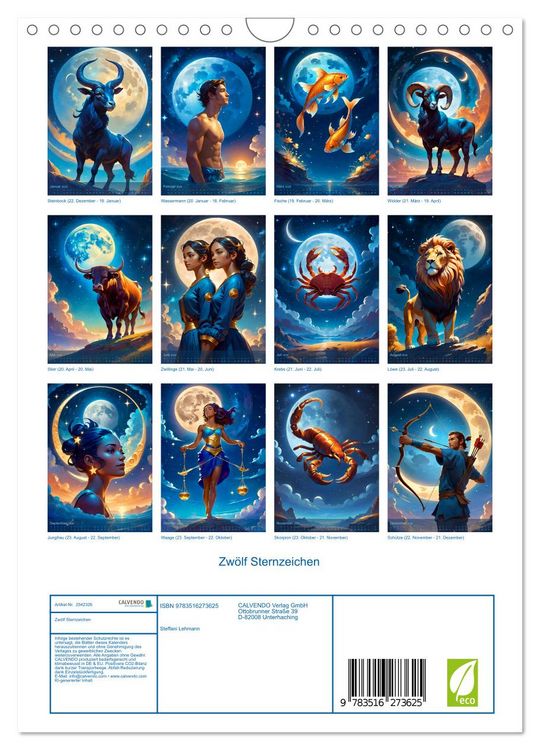 Produktbild: Zw&ouml;lf Sternzeichen (Wandkalender 2026 DIN A4 hoch), CALVENDO Monatskalender