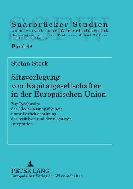 Produktbild: Sitzverlegung von Kapitalgesellschaften in der Europ&auml;ischen Union