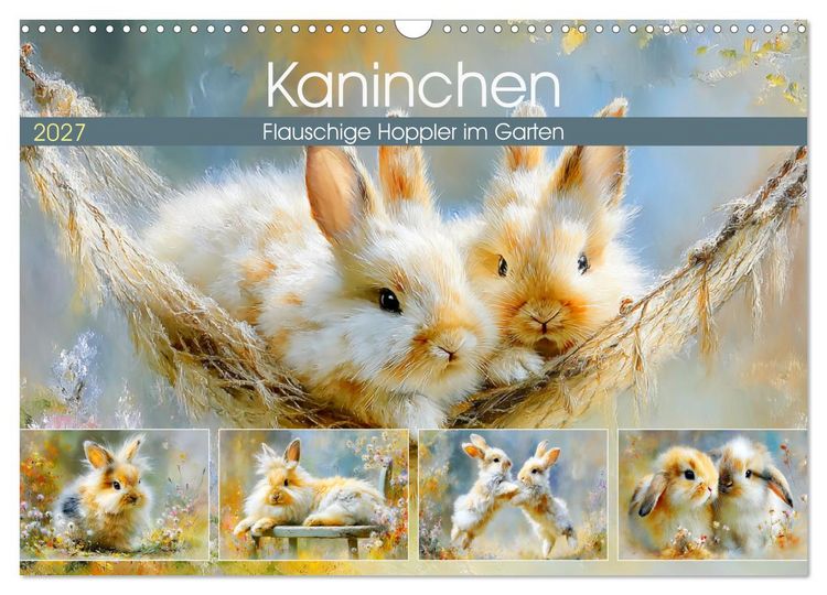 Produktbild: Kaninchen. Flauschige Hoppler im Garten (Wandkalender 2027 DIN A3 quer), CALVENDO Monatskalender
