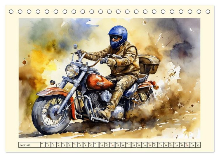 Produktbild: Sehnsucht Motorradfahren (Tischkalender 2026 DIN A5 quer), CALVENDO Monatskalender