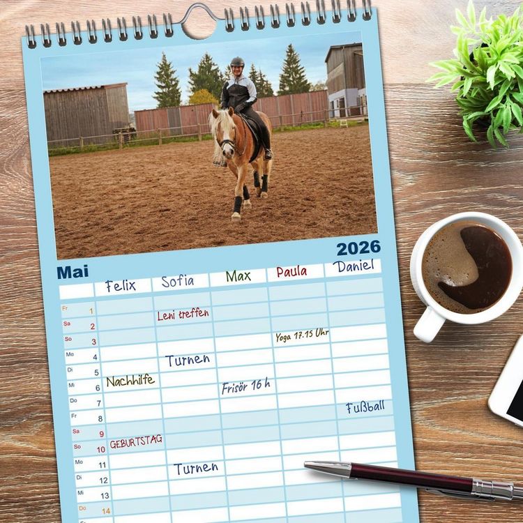 Produktbild: Familienplaner 2026 - Faszination Haflinger mit 5 Spalten (Wandkalender, 21 x 45 cm) CALVENDO