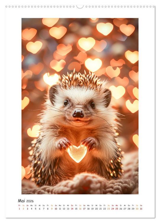 Produktbild: Lustige kleine Igel (hochwertiger Premium Wandkalender 2026 DIN A2 hoch), Kunstdruck in Hochglanz