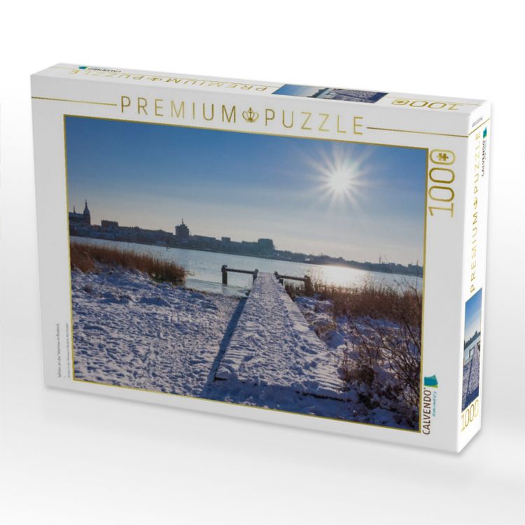 Produktbild: CALVENDO Puzzle Winter an der Warnow in Rostock | 1000 Teile Lege-Gr&ouml;&szlig;e 64x48cm Foto-Puzzle f&uuml;r gl&uuml;ckliche Stunden