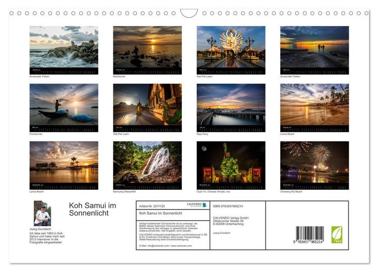 Produktbild: Koh Samui im Sonnenlicht (Wandkalender 2026 DIN A3 quer), CALVENDO Monatskalender