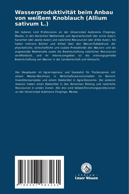 Produktbild: Wasserproduktivit&auml;t beim Anbau von wei&szlig;em Knoblauch (Allium sativum L.)
