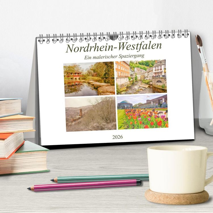 Produktbild: Nordrhein-Westfalen - Ein malerischer Spaziergang (Tischkalender 2026 DIN A5 quer), CALVENDO Monatskalender