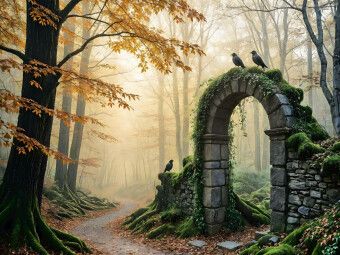 Produktbild: CALVENDO Puzzle Die W&auml;chter der Stille - Raben &uuml;ber der alten Ruine | 1000 Teile Lege-Gr&ouml;&szlig;e 64x48cm Foto-Puzzle f&uuml;r gl&uuml;ckliche Stunden