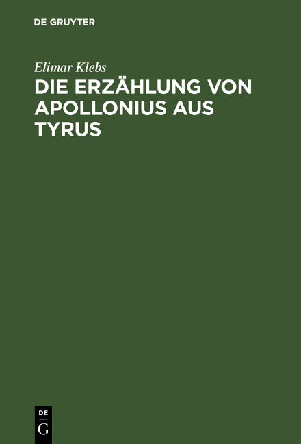 Produktbild: Die Erz&auml;hlung von Apollonius aus Tyrus