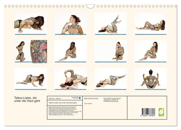 Produktbild: Tattoo-Liebe, die unter die Haut geht (Wandkalender 2026 DIN A3 quer), CALVENDO Monatskalender