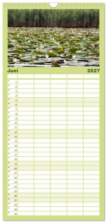 Produktbild: Familienplaner 2027 - Mecklenburgische Seenplatte - zum Tr&auml;umen sch&ouml;n mit 5 Spalten (Wandkalender, 21 x 45 cm) CALVENDO