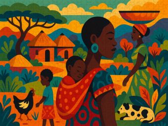 Produktbild: CALVENDO Puzzle Ein Morgen in Mama Afrikas Armen | 1000 Teile Lege-Gr&ouml;&szlig;e 64x48cm Foto-Puzzle f&uuml;r gl&uuml;ckliche Stunden