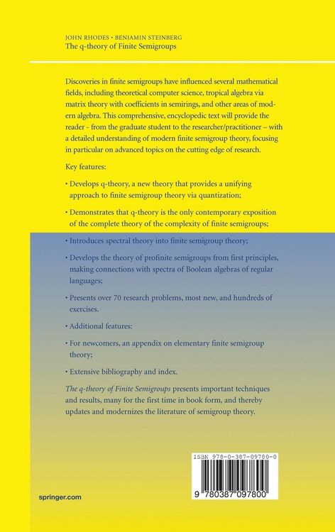 Produktbild: The q-theory of Finite Semigroups