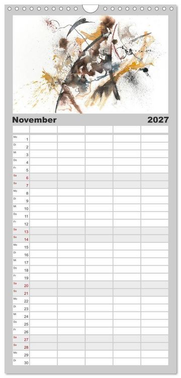 Produktbild: Familienplaner 2027 - Abstrakte Aquarelle mit 5 Spalten (Wandkalender, 21 x 45 cm) CALVENDO