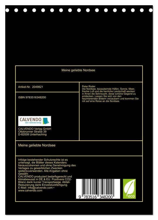 Produktbild: Meine geliebte Nordsee (Tischkalender 2026 DIN A5 hoch), CALVENDO Monatskalender