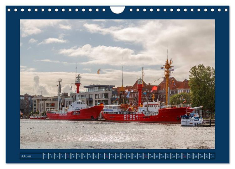 Produktbild: Feuerschiffe - Borkum Riff - Elbe 1 - Deutsche Bucht (Wandkalender 2026 DIN A4 quer), CALVENDO Monatskalender