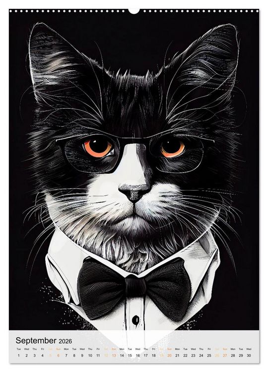 Produktbild: Hipster Cats (High Quality Premium Wall Calendar 2026 DIN A2 portrait),CALVENDO 12 Month Wall Calendar