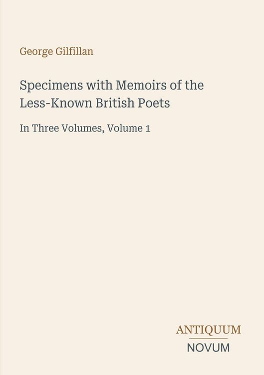 Produktbild: Specimens with Memoirs of the Less-Known British Poets